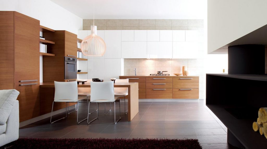 Veneta Cucine - Kitchens - Essence - Extra - Canaletto walnut and glossy lacquered white